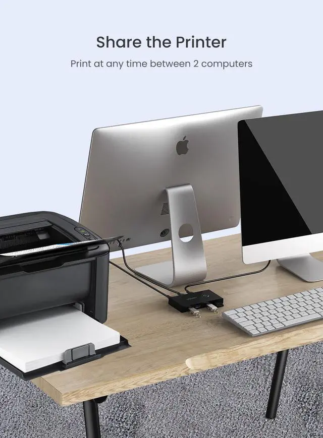 Alt view image 6 of 7 - USB KVM Switch USB 2.0 Switcher 2 Port PCs Sharing 4 Devices for Keyboard Mouse Printer Monitor USB 2.0 Switch Selector for Keyboard Mouse Scanner Printer Kvm Switch Hub U-Disk, Printer