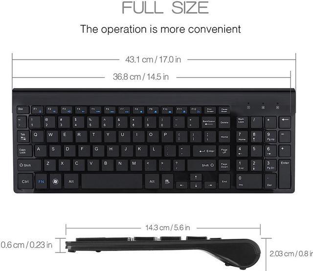 Alt view image 2 of 7 - Wireless Keyboard and Mouse - Wireless Keyboard Ergonomic Full Size Design with Number Pad, 2.4G Stable Connection Slim White Keyboard and Mouse for Windows, Mac OS Computer -(Black)