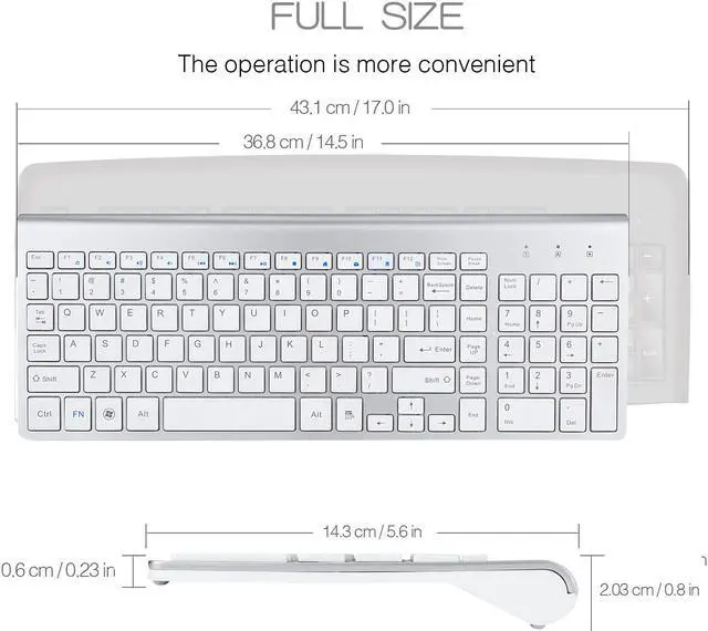 Alt view image 2 of 7 - Wireless Keyboard and Mouse Combo - Ultra Thin Full Size Keyboard and Mouse , 2.4GHz Dropout-Free Connection, for Computer, Laptop, PC, Desktop, Notebook, Windows 7, 8, 10-(White)
