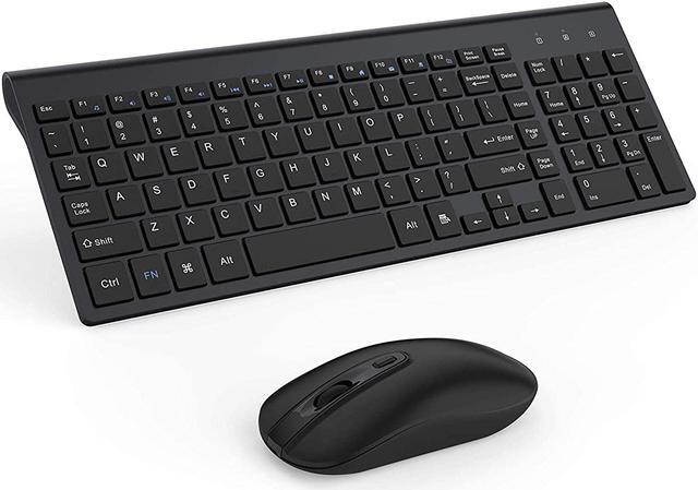 Main image of Wireless Keyboard and Mouse - Wireless Keyboard Ergonomic Full Size Design with Number Pad, 2.4G Stable Connection Slim White Keyboard and Mouse for Windows, Mac OS Computer -(Black)