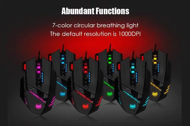 Alt view image 7 of 7 - Zelotes PC Gaming Mouse LED RGB Backlit MMO 12 Programmable Buttons Mouse with Macro Recording Side Buttons Rapid Fire Button for Windows Computer Gamer (Wired, Black)