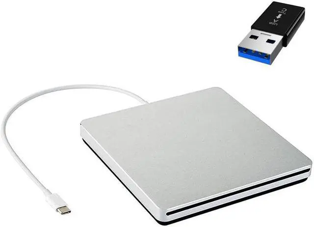 Main image of MacBook External CD Drive, USB 3.0 O Type C Dual Port DVD Burner CD DVD Rewriter Burner Writer Compatible with Windows XP/7/8/10, MacOS, Linux for MacBook, Laptop, Desktop, Silver