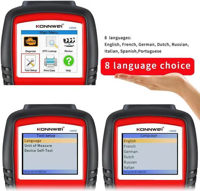 Alt view image 6 of 7 - KW830 OBD2 Scanner Professional OBDII/EOBD Auto Fault Code Reader Automotive Check Engine Light Diagnostic EOBD Scan Tool for All OBDII Protocol Cars Since 1996