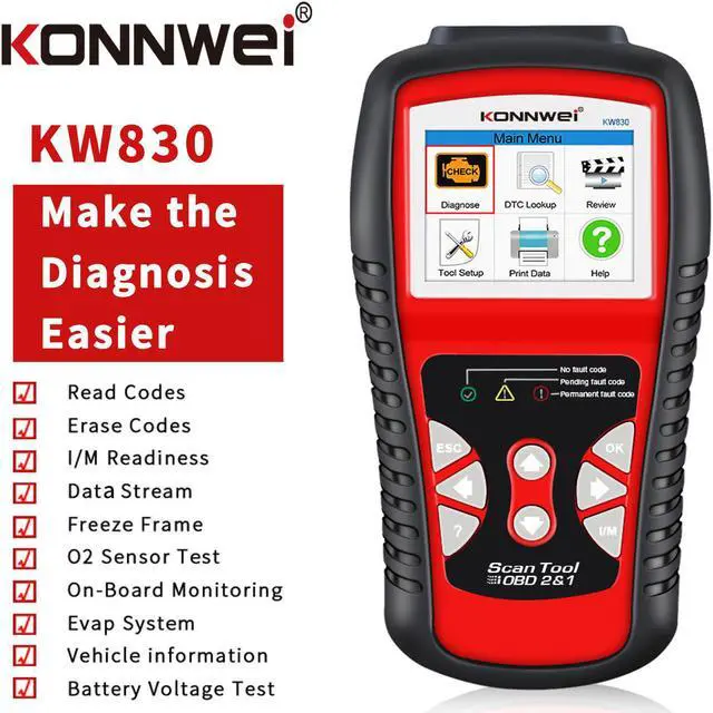 Alt view image 2 of 7 - KW830 OBD2 Scanner Professional OBDII/EOBD Auto Fault Code Reader Automotive Check Engine Light Diagnostic EOBD Scan Tool for All OBDII Protocol Cars Since 1996