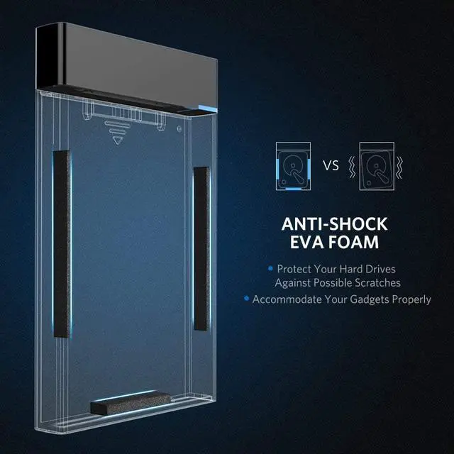 Alt view image 7 of 7 - LUOM 2.5" SATA to USB3.0 Tool-Free Clear External Hard Drive Enclosure Optimized for 2.5 Inch SSD & HDD 9.5mm 7mm External Hard Drive Case Support Max 6TB with UASP Compatiable