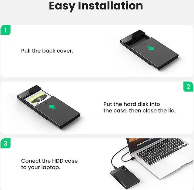 Alt view image 6 of 7 - LUOM 2.5 Hard Drive Enclosure Portable USB3.0 to SATA External Drive Adapter for 7mm/9.5mm SSD HDD,Tool Free,Max 6TB with UASP Compatible for Seagate, WD, Toshiba