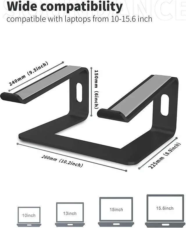 Alt view image 3 of 7 - Laptop Stand, LUOM Laptop Holder for Desk, Laptop Riser, Portable Laptop Stand Detachable, Ergonomic Stand with Phone Holder for MacBook, Notebook, All 10-15.6" Laptops Tablet, (Black)
