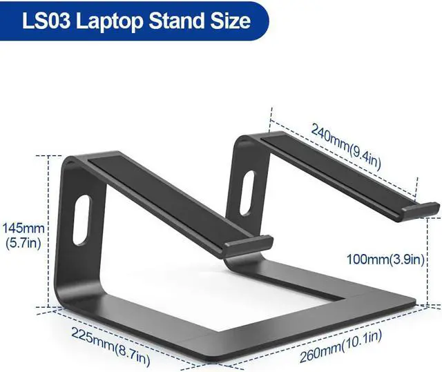 Alt view image 3 of 7 - LUOM Ergonomic Aluminum Laptop Cooling Stand Lap Desk Tray for Bed Couch. Protable Detachable notebook macbook pro computer riser desktop holder,For All Laptops 10-15.6" MacBook Pro, iPad Air, Black