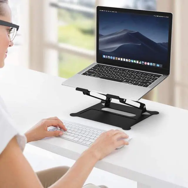 Alt view image 2 of 7 - LUOM Laptop Stand for Desk,Adjustable Laptop Stand ,Ergonomic Computer Stand Laptop Riser, Sit to Stand Laptop Holder Compatible with All Laptops 10-17" MacBook Pro, iPad Air(Z19-Black)