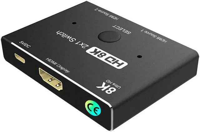 Alt view image 2 of 7 - 2 in 1 out HDMI-compatible 2.1 Switch Ultra HD 8K@60Hz 4K@120Hz Switcher Splitter With switch button 2 sources to 1 display For 2 sources to 1 display PS4/PS5 Xiaomi TV Box HDTV Splitter