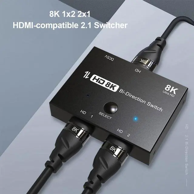 Main image of Bi-Direction HDMI-compatible 2.1 Switch Ultra HD 8K@60Hz 4K@120Hz Switcher Splitter With switch button 1x2 2x1 For PS4/PS5 Xiaomi TV Box HDTV Splitter