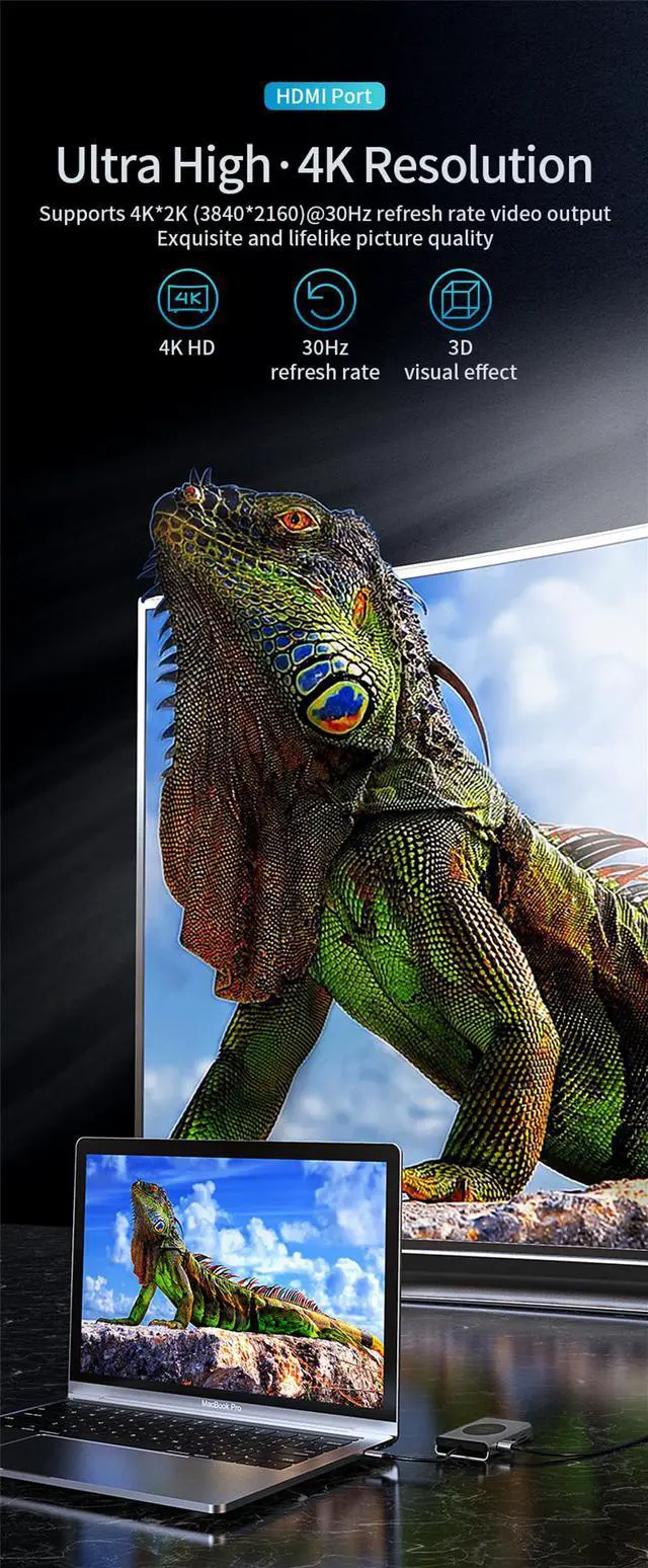 Alt view image 4 of 7 - 14 in 1 Laptop Docking Station Triple Display, with Dual 4K HDMI, VGA, Gigablit Ethernet, 5 USB3.0, SD/TF Card Reader,Audio Port,Wireless Charging Compatible with MacBook/Surface/HP/Dell