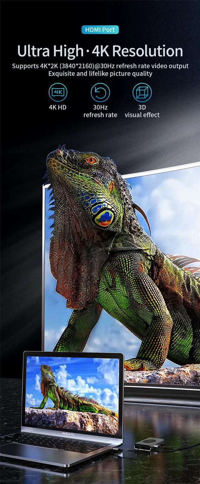 Alt view image 5 of 7 - 13 IN 1 USB C Docking Station,Type C Hub Multiport Dongle with Wireless Charging,VGA,Ethernet, HDMI,USB-C Data Port, 100W PD, USB3.0 ,3.5mm Audio and SD/TF Card Reader for HP/Dell