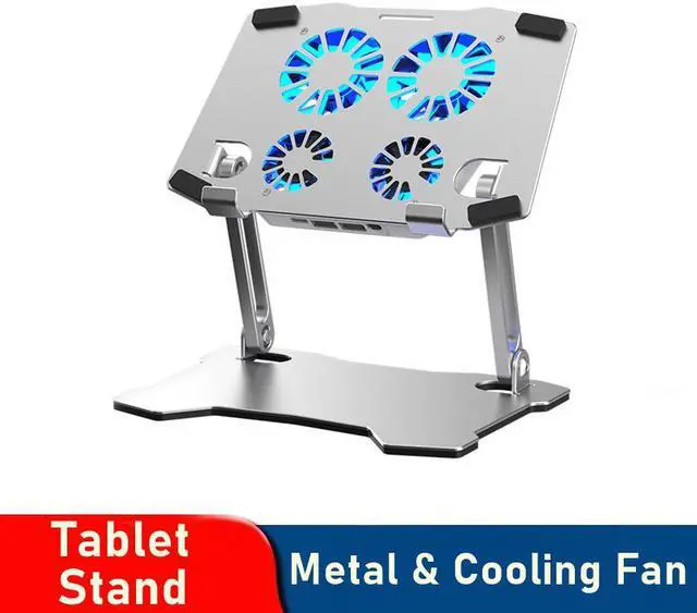 Main image of Tablet Stand with 4 High-speed Cooling Fan, Aluminum Ergonomic Tablets Elevator, Sturdy & Protective Computer Riser, Cooling Better Metal Holder Compatible with 10 to 13.3 inches Notebook Computer