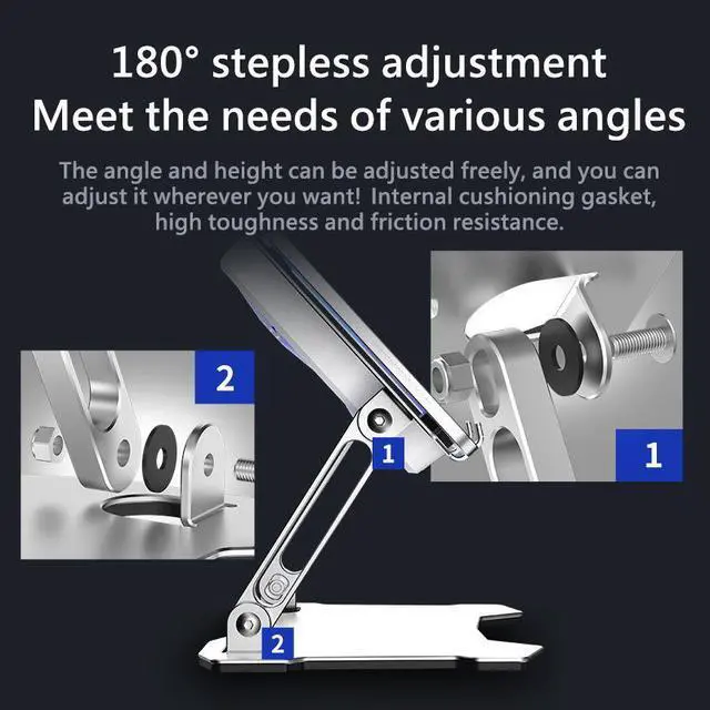 Alt view image 4 of 7 - Tablet Stand with 4 High-speed Cooling Fan, Ergonomic Adjustable Aluminum Tablet Mount Computer Stand, Tablet Riser Compatible with MacBook Pro/Air HP Lenovo Samsung All 9-13.3" Tablets & Notebook