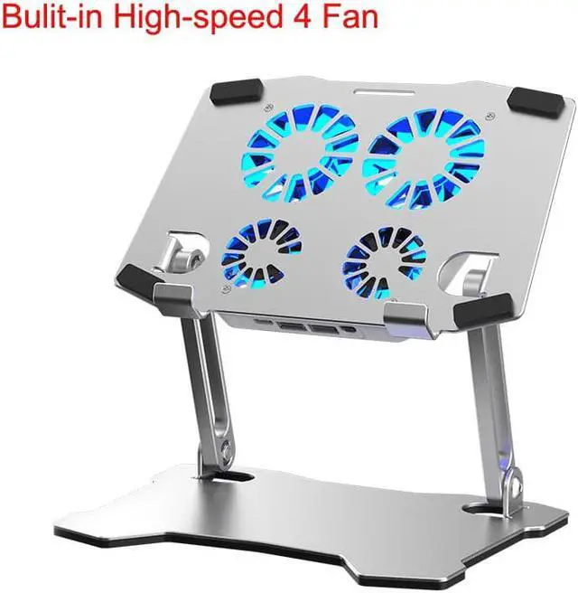 Alt view image 2 of 7 - LUOM Tablet Stand Adjustable with 4 High-speed Fan, Notebook Holder : Aluminum Detachable Tablet Riser for Desk, Compatible with 10-13.3" MacBook Air Pro, Dell XPS, HP More Notebooks