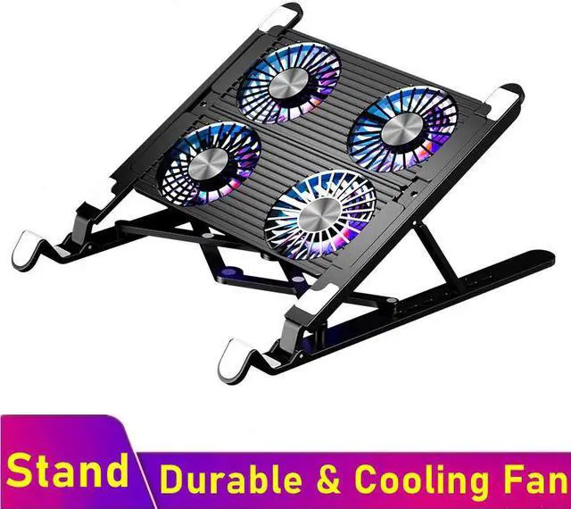 Main image of Laptop Tablet Ultrabook Stand for Desk, Portable  Adjustable Laptop Tablet Mount with 4 High-speed Cooling Fan, Foldable MacBook Anti-Slip Laptop Tablet Riser for 11-17.3" Laptop Tablets Ultrabook
