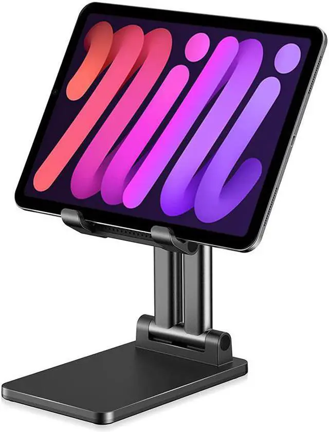 Main image of Universal Desktop Mobile Phone Holder Stand for IPhone IPad Adjustable Tablet Foldable Table Cell Phone Desk Stand Holder For 4-12.9'' iPhone 13,iPad,Tablet, Kindle, Samsung, and More, Black