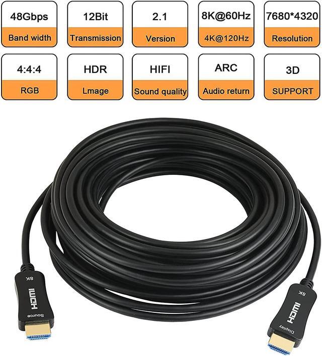 Alt view image 2 of 7 - 8K Fiber Optic HDMI Cable 30 Feet 48Gbps 8K60Hz 4K120Hz Dynamic HDR eARC HDCP2.2/2.3 Compatible with Nvidia RTX 3080/3090 Xbox Series X PS5 Denon AV Receiver LG Samsung Sony TV