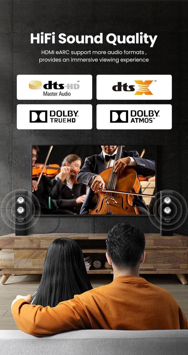 Alt view image 7 of 7 - 8K Fiber Optic HDMI Cable 30 Feet 48Gbps 8K60Hz 4K120Hz Dynamic HDR eARC HDCP2.2/2.3 Compatible with Nvidia RTX 3080/3090 Xbox Series X PS5 Denon AV Receiver LG Samsung Sony TV