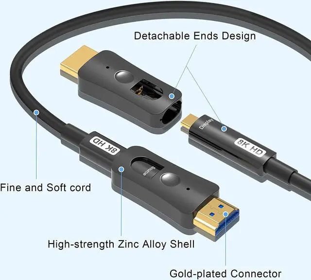 Alt view image 3 of 7 - Long Certified Premium Ultra High Speed HDMI In-Wall Cable (Detachable Micro hdmi) - 2.1 8K 60Hz, 4K 120Hz , 48Gbps HDR eARC HDCP2.3- 33Feet/10M