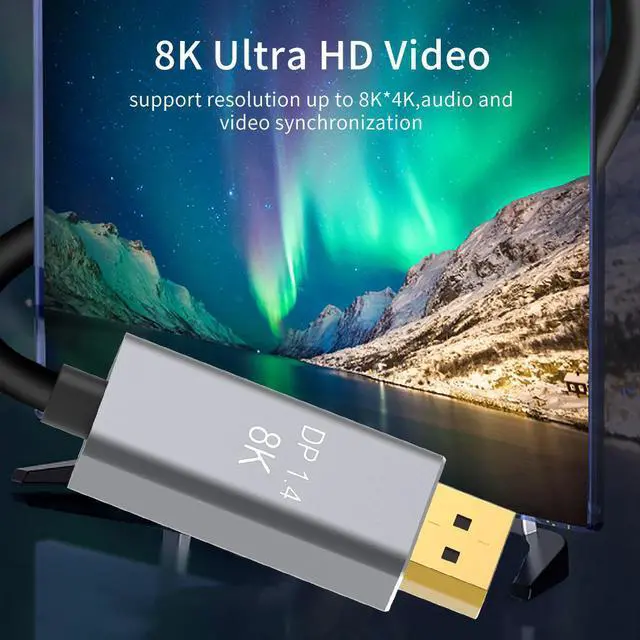 Alt view image 3 of 7 - 8K USB C to DisplayPort 1.4 Cable 15Ft (8K 60Hz,4K 144Hz,5K 60Hz,2K 240Hz), USB Type C to DP Cable Adapter 32.4Gbps Compatible with Thunderbolt 4/3 for MacBook,iPad,iMac,S22/S21,XPS,Mac Mini