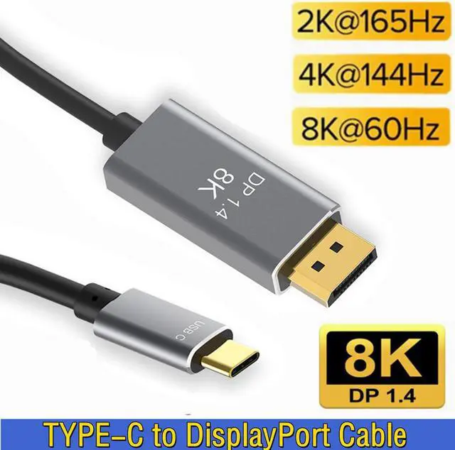 Main image of 8K USB-C to Displayport Cable 6.6FT/2M, Thunderbolt 3/USB Type C to DP 1.4 Video Adapter Cord 8K@60Hz 4K@144Hz for MacBook Pro/Air,iMac,iPad Pro 2020,XPS,Galaxy S20