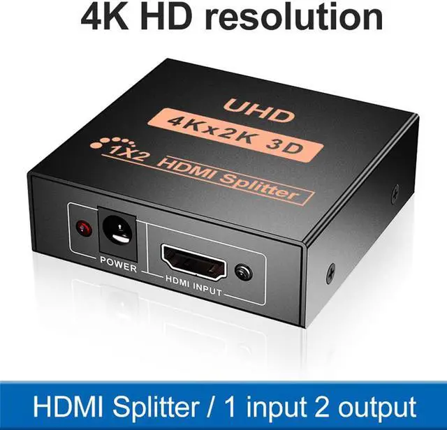 Main image of LUOM HDMI Splitter 1 in 2 Out 4K - 1x2 HDMI Display Duplicate/Mirror - Powered Splitter Full HD 1080P, 4K @ 30Hz (One Input To Two Outputs) - USB Cable Included - 1 Source to 2 Identical Displays