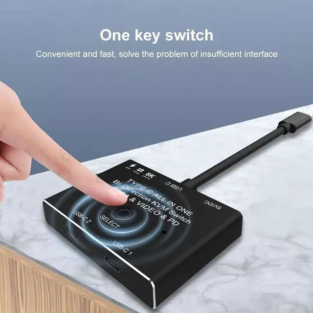 Alt view image 3 of 7 - 4K@120Hz 8K@30Hz Type-C 8K Bi-Directional USB Type C KVM Switch Converter Support Video Data PD 8K@30hz 100W 10Gbps Compatible with Thunderbolt Device, Black