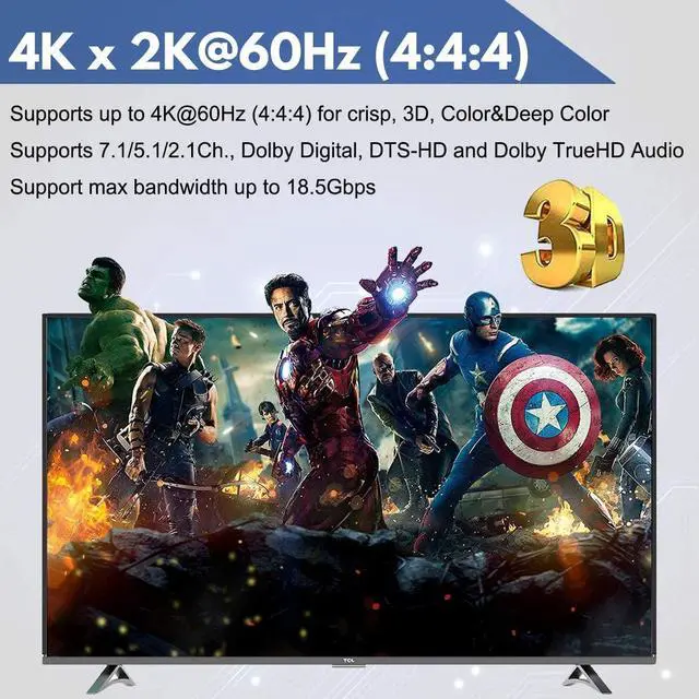 Alt view image 6 of 7 - 4K@60Hz 4x1 HDMI Switch Audio Extractor with Optical Toslink SPDIF/Coaxial/3.5mm Audio Out, 4 Ports HDMI 2.0b Switcher with Remote Control Support ARC, HDCP 2.2, 3D, for Xbox, Fire Stick, PS5