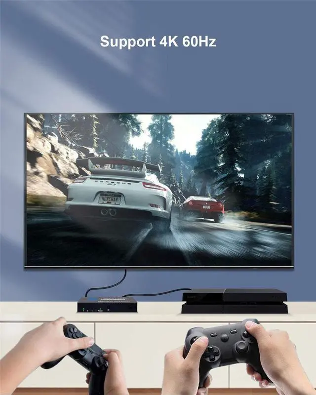 Alt view image 6 of 7 - 4K@60Hz HDMI Switch 4 in 1 Out 4K@60Hz, HDMI Splitter with Remote 4 Port HDMI Switcher Selector Support 3D 4K HDR HDCP2.2 Compatible with PS5/4/3 Xbox Nintendo Switch Roku TV Fire Stick