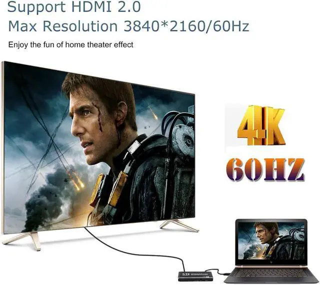 Alt view image 6 of 7 - HDMI Switch 4x1 HDMI Switcher 4 in 1 Out HDMI Switch Selector 4 Port Box with IR Remote Control Support 4K@60Hz 3D HDR10 HDCP2.2 YUV444/RGB888
