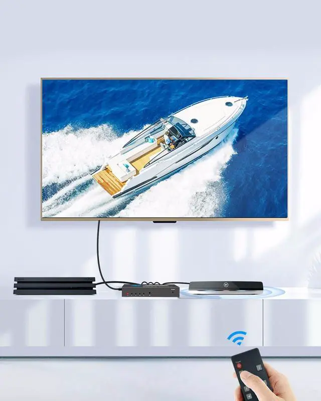 Alt view image 7 of 7 - HDMI Switch 5x1 HDMI Switcher 5 in 1 Out HDMI Switch Selector 5 Port Box with IR Remote Control HDMI 2.0 HDCP 2.2 Support 4K@60Hz Ultra HD 3D 2160P 1080P, OZQ3-4