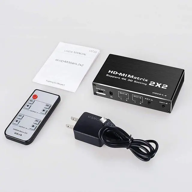 Alt view image 7 of 7 - LUOM HDMI Matrix 2x2 , 4K HDMI Matrix Switch 2 in 2 Out Switcher Splitter Box with  IR Remote Control, Support Ultra 4K HDR,4Kx2K@60Hz, 3D, 1080PHDMI 2.0b, HDCP 1.4,YUV 4:2:0 (OZJ3)