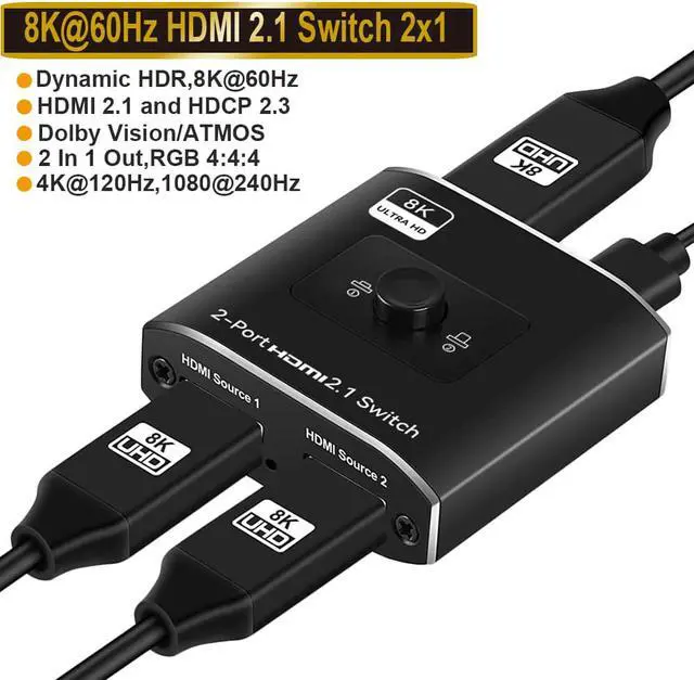 Main image of LUOM HDMI 2.1 Switch 8K HDMI Switcher, 4K 120hz HDR Switch 2 in 1 Out, Support High Speed 48Gbps 8K@60Hz, for PS5, Xbox Series X , Apple TV, Samsung TV LG TV(OZ8Q2)