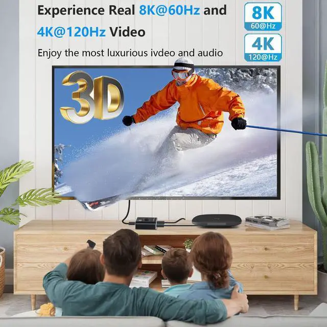 Alt view image 3 of 7 - HDMI 2.1 Switch 8K 60Hz,LUOM HDMI Switcher 2 in 1 Out, 2 Port 4K 120Hz 8K HDMI Switcher Support 8K 48Gbps for Xbox Series X PS4 Pro PS5 Roku UHD TV Monitor Projector (OZ8Q2)