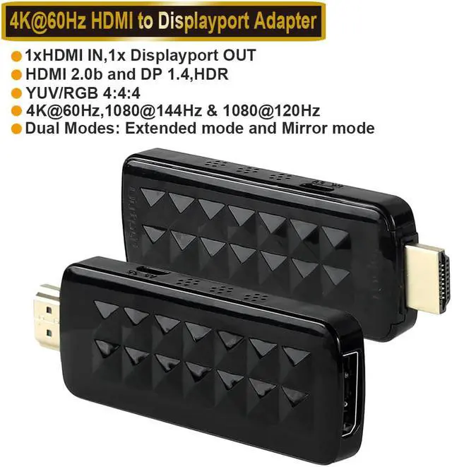 Main image of HDMI to DisplayPort (DP) Adapter -LUOM, 4K@60Hz Gold Plated HDMI v2.0 to DP 1.4V Adapter (Male to Female), Uni-Directional HDMI to Display Port Adapter (OZHD2)