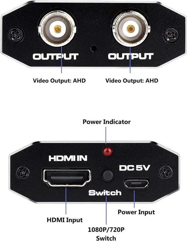 Alt view image 2 of 7 - LUOM HDMI to Dual AHD Converter Adapter, with AHD Loopout 500M Repeater, HDMI to AHD Video Adapter for AHD DVR NVR Video Recorder