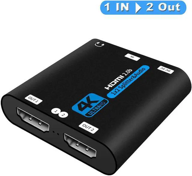 Main image of LUOM 4K HDMI Splitter with 3.5mm Jack audio out, 1 in 2 Out 4K HDMI Splitter for Full HD 4K@60HZ 1080P 3D Splitter (1 HDMI Source to 2 HDMI Displays), OZF6-1