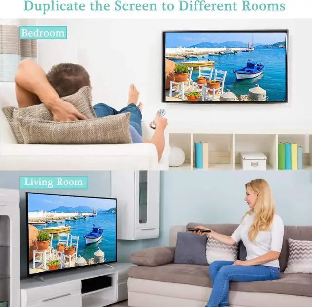 Alt view image 4 of 7 - LUOM HDMI Splitter 1 in 2 Out, 4K HDMI Splitter for Dual Monitors Duplicate/Mirror Only, 1x2 HDMI Splitter with 3.5mm Jack audio out, OZF6-1