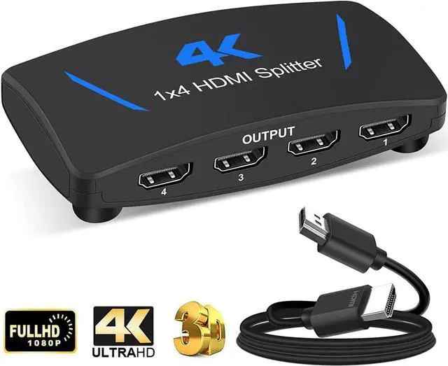 Main image of 4K 30Hz HDMI Splitter 1 in 4 Out HDMI1.4 4 Port Splitter with US Adapter for Computer MacBook Xbox 330 Xbox One PS5/4 Blu-Ray DVD (1in 4out)