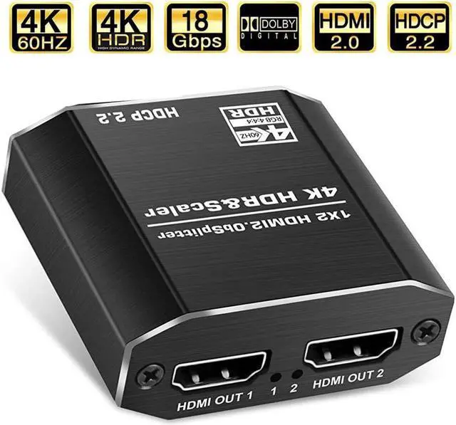 Main image of HDMI Switch 4K HDMI Splitter-HDMI Switcher Splitter 1 Input 2 Output, Support HDCP2.2, HDMI2.0b, EDID, 3D, RGB 4:4:4 for Xbox PS4 Roku HDTV Fire Stick Blu Ray(with 4 kinds of EDID mode)