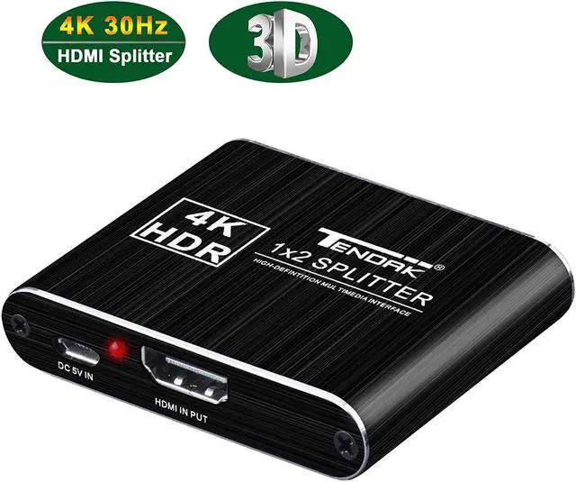 Main image of HDMI Splitter 1 in 2 Out,LUOM HDMI Splitter 1 to 2 Amplifier for Full HD HDMI 2.0 1080P/ 3D/ 4K for Xbox PS4 PS3 Fire Stick Roku Blu-Ray Player Apple TV HDTV (1 Source onto 2 Displays)
