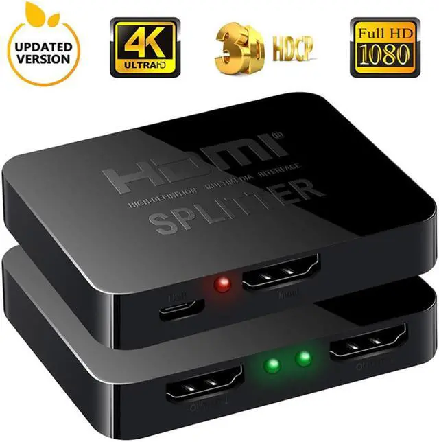 Main image of 4K@60Hz HDMI Splitter 1 in 2 Out,LUOM 1x2 Powered HDMI Splitter for Dual Monitors, Full HD HDMI 1080P/ 3D/ 4K Dual Monitors Duplicate/Mirror for PS4 Fire Stick HDTV