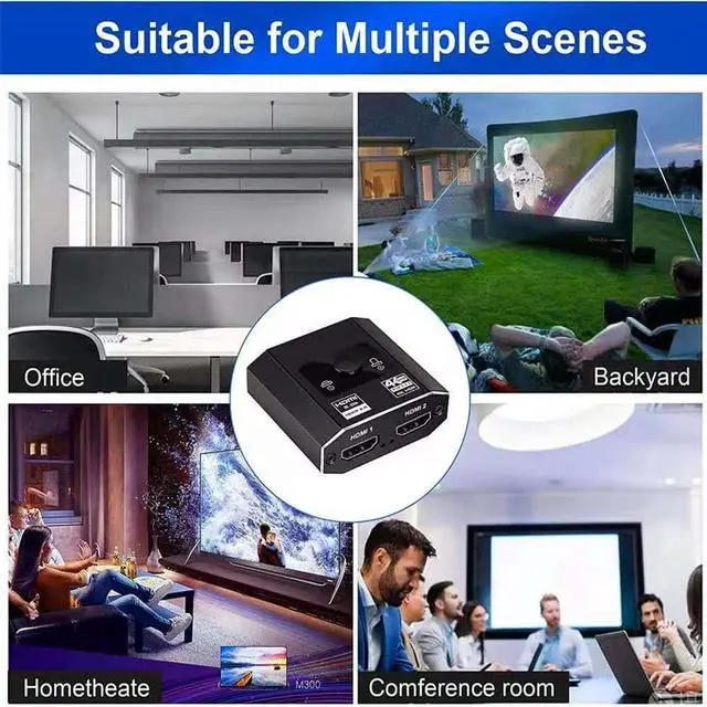 Alt view image 7 of 7 - New 4K Switcher 18Gbps HDMI 2.0b Switch Splitter Bi-Directional 2 in1 Out/1in 2out Ultra HD 4K@60Hz 1080p@120Hz High Speed 18Gbps Switch Adapter with Switch Button with HDMI Cable for Computer Laptop