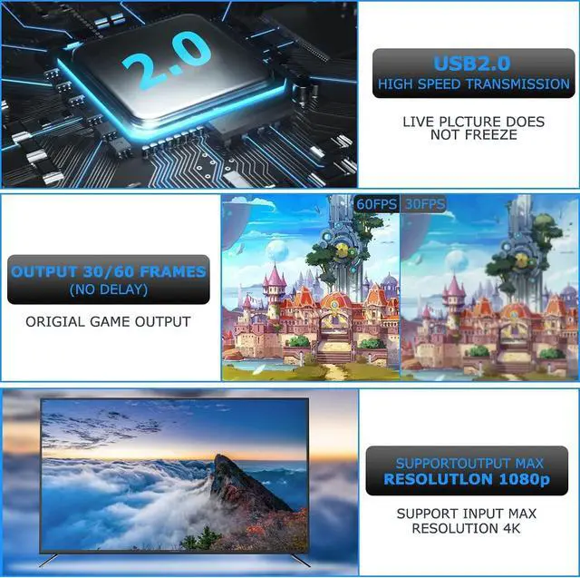 Alt view image 3 of 7 - Video Capture Card, HDMI to USB Audio Capture Card, 4K 1080P60 Capture Devices for Gaming Live Streaming Video Recorder, Compatible with Windows Mac OS System for PS4/5 Switch, Xbox, Steam