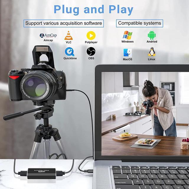 Alt view image 5 of 7 - Video Capture Card, 4K HDMI to USB Game Capture Card, Full HD 1080P 60fps Capture Card, HDMI Video Game Capture for Editing Video/Games/Streaming/Online Teaching