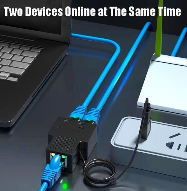 Alt view image 2 of 7 - RJ45 Splitter Adapter with USB Power Cable, Ethernet Cable Splitter Cat5, Cat5e, Cat6, Cat7,RJ45 Network Extension Connector Ethernet Cable Sharing Kit for Router TV Box Camera PC Lapop (Black)