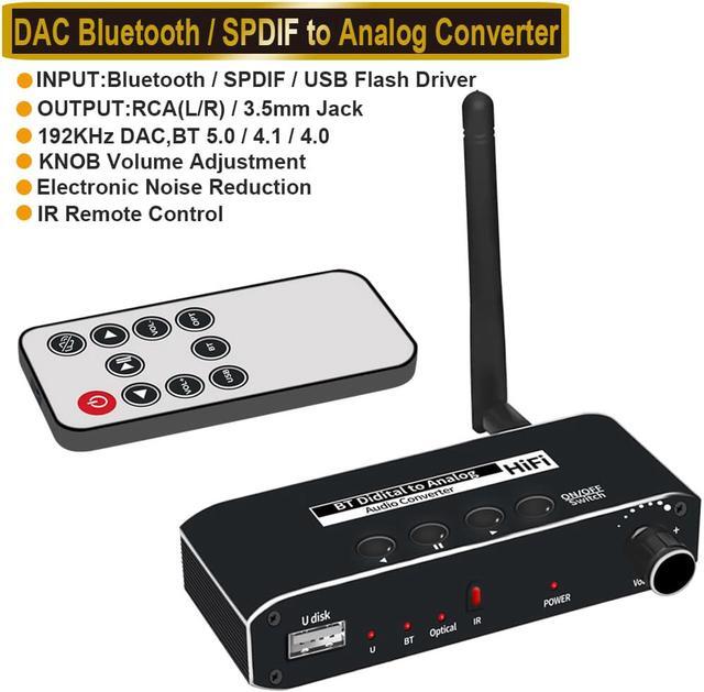 Main image of Digital to Analog Audio Converter, 192kHz DAC Converter Volume Control, Digital Optical Toslink to Analog Stereo L/R RCA 3.5mm Adapter with Volume Control & Remote for TV DVD PS4 Xbox Amp Cinema
