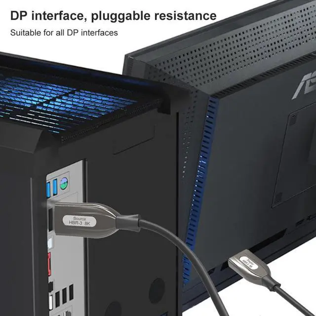 Alt view image 4 of 7 - 8K DP1.4 Fiber Cable 16FT, Displayport Fiber Optic Cable Support 8K@60Hz 4K@144Hz 2K,32.4Gbps,HBR3,HDCP2.2, Fiber DP to DP Cable Slim and Flexible, Gold Plated Connector, Displayport Fiber Cable
